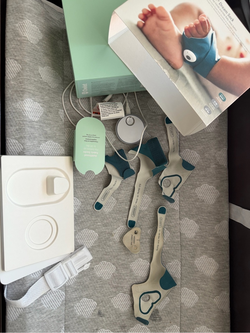 Smart Sock Replacement Sensors & Straps - Teal and Light Gray